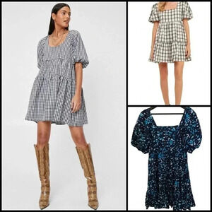 The Golden Globe Puff Sleeve Tiered Baby Doll Dress Size Small